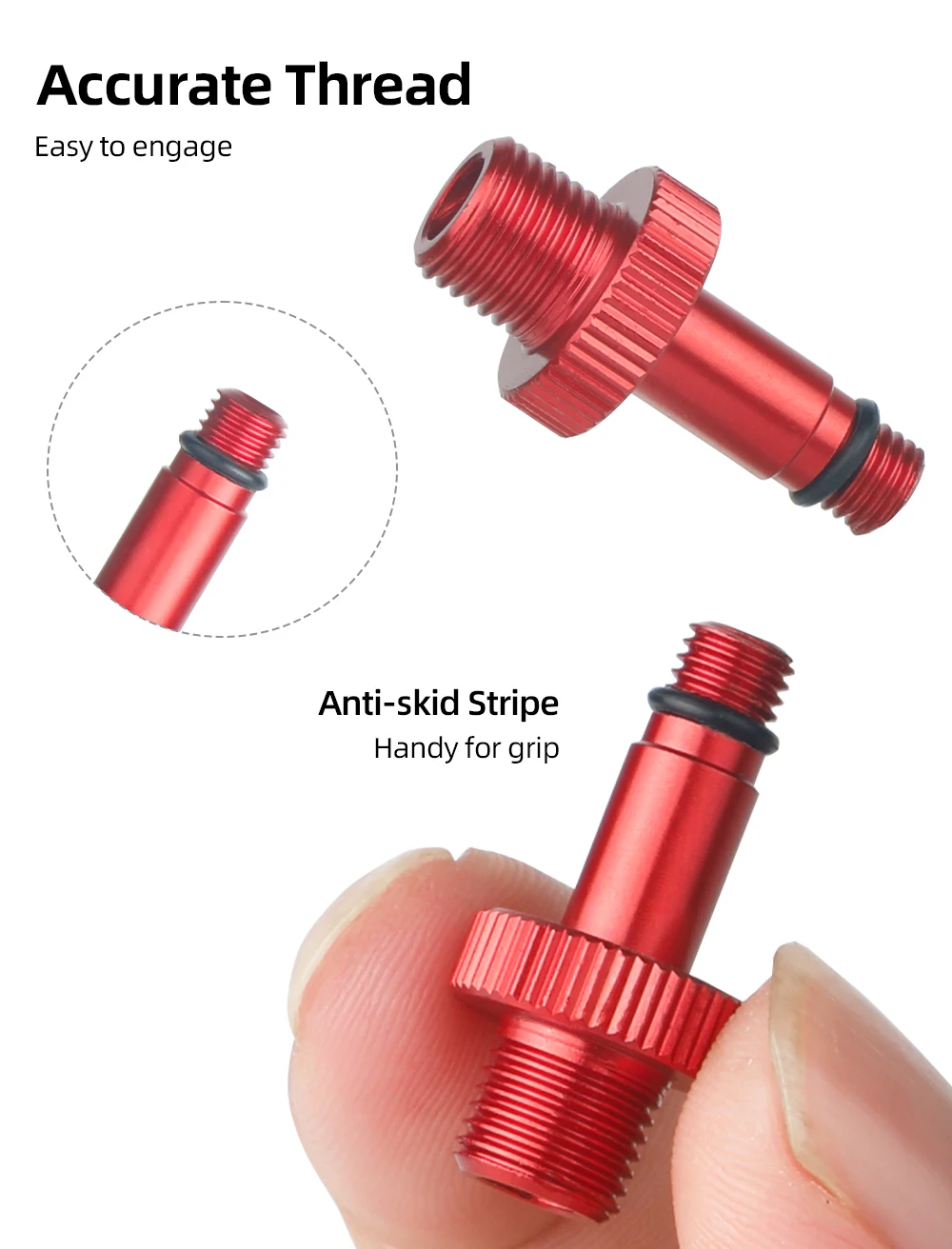 8V1/5V1 Gewinde Gabel AV Düse Inflation Aluminium Legierung Adapter W/4 Ersatz O-ringe Fit MTB straße Fahrrad IFP Typ Schrader Düse – Detail 6