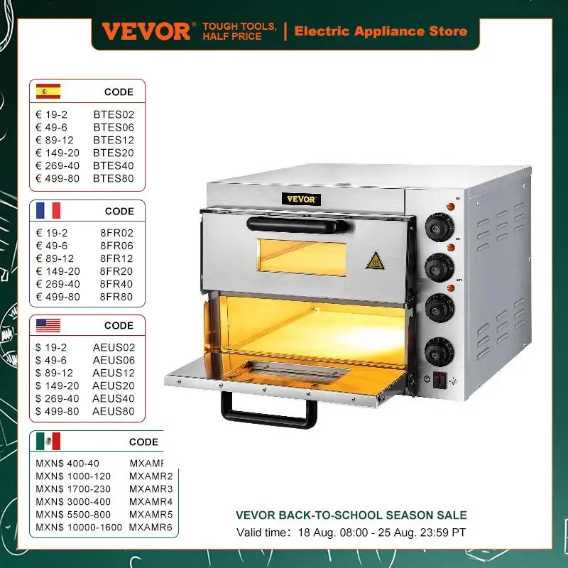 VEVOR Commercial 14 Inch Pizza Oven Double Deck