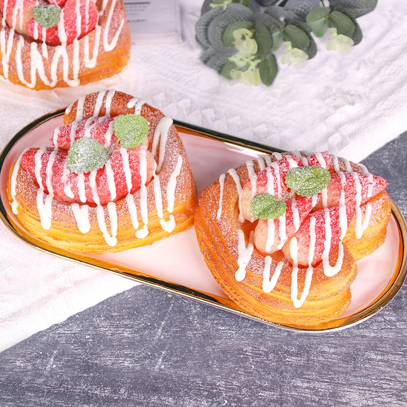 1PC Artificial Croissant Dessert Fake Food Model Decoration Photography Pro Tea Table Decoration