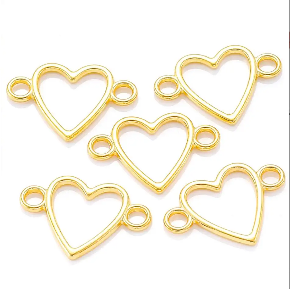100pcs 23*16mm Antique Silver Color Hollow Heart Connector Charms For Jewelry Making DIY Jewelry Findings F0547