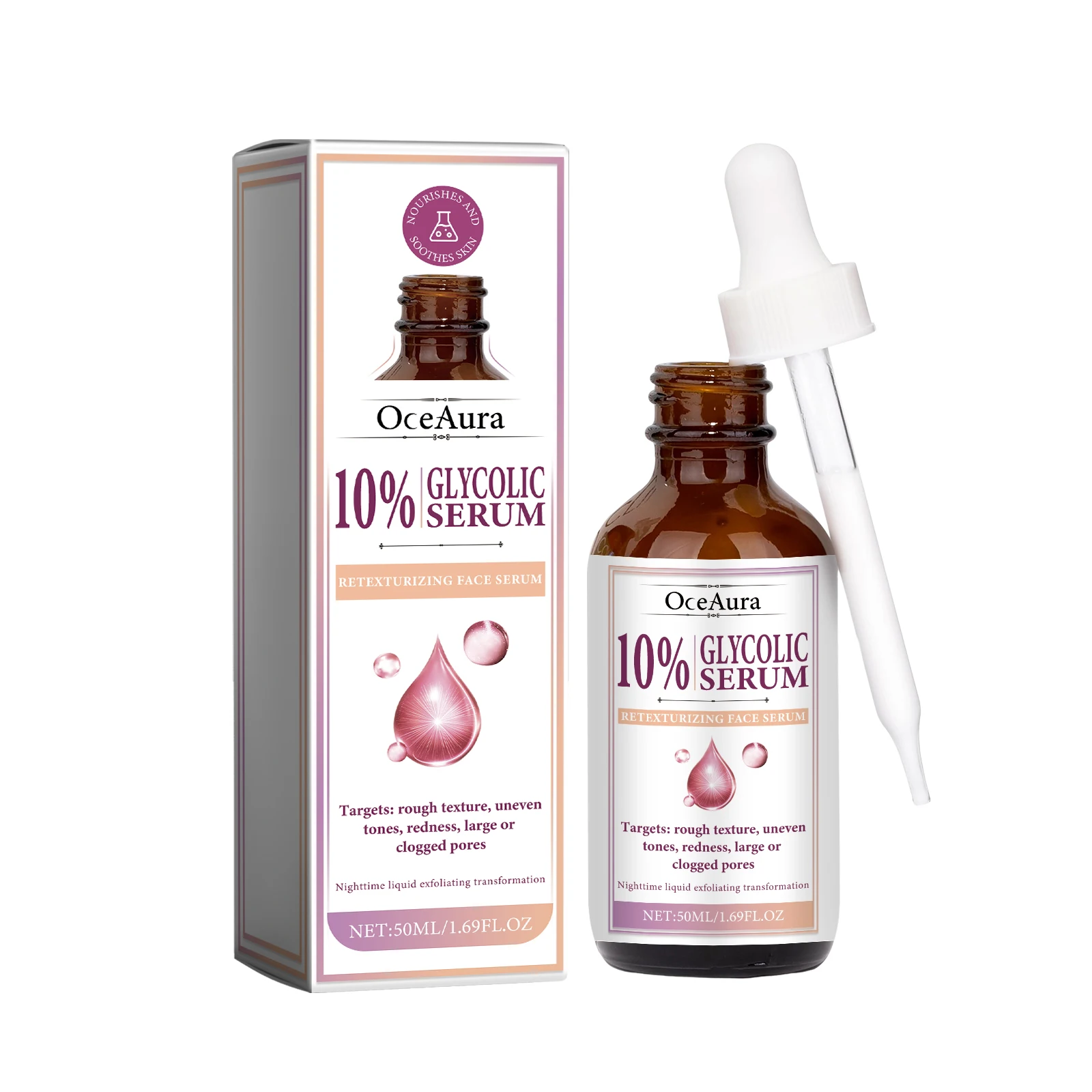 Glycolic Acid 10% Toning Solution Fade Fine Lines Firming Face Serum Improve Facial Dryness Redness Glycolic Acid Repair Essence 2