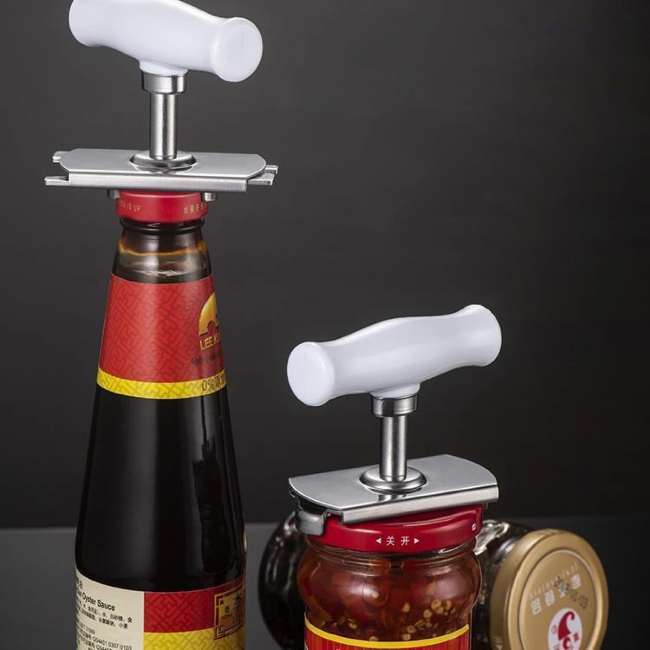 Adjustable Jar Opener Stainless Steel Lids Off Jar Opener Bottle Kitchen Accessories Can Emergency Bottle for 3-9.5CM can opener bottle opener kitchen tools