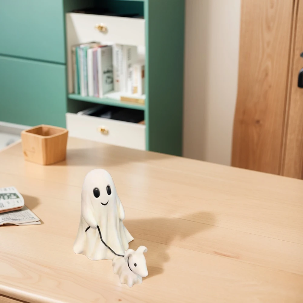 Resin Ghost Walking Dog Statue Halloween Decor