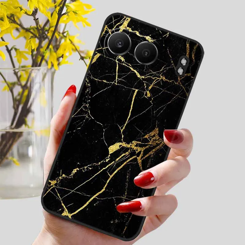 Elegant Black Marble TPU Soft Phone Cover - Fashionable Silicon Back Protector