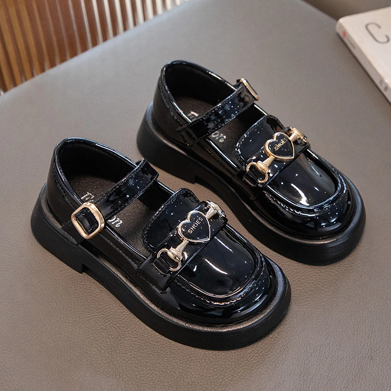 Girls Leather Shoes for Party Wedding Children Black Performance Shoes Thick Bottom Fashion Kids Princess Mary Jane Shoes 4
