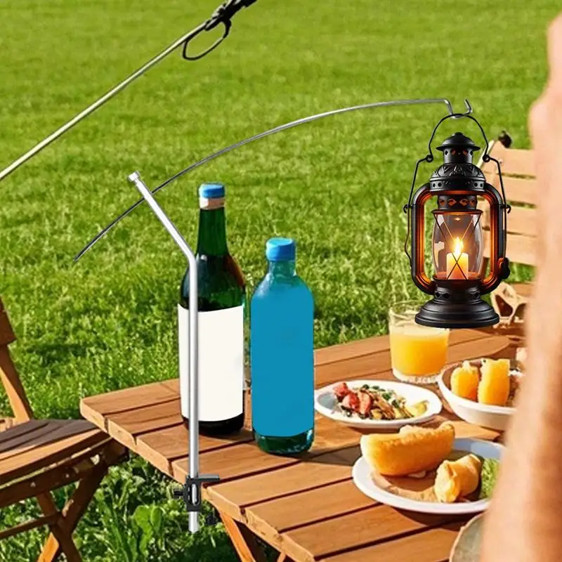 Camping Tabletop Light Stand Aluminum Alloy Curved Light Stand Portable Picnic Pole Lighting Rack Bracket camp Accessory