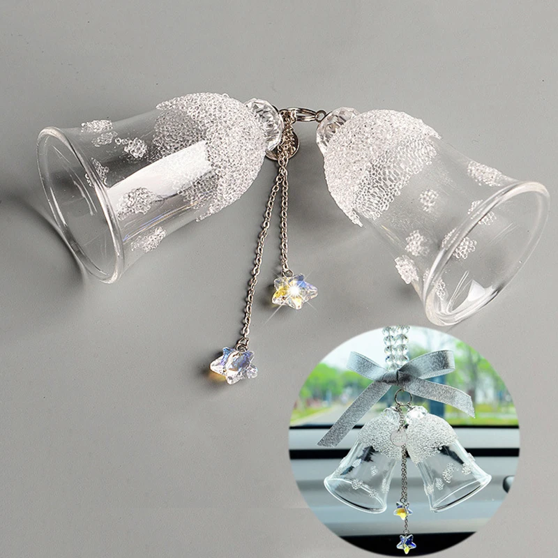 Crystal Glass Wind Chimes New Year Christmas Wall Hanging Decorations Transparent Ornaments Gifts for Car Pendant Wind Chimes