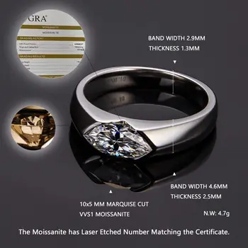 Olive Moissanite Wedding Ring Women GRA Certificate 1ct 5x8MM Laboratory Diamond Rings Jewelry 18K Gold Plated S925 Silver 2