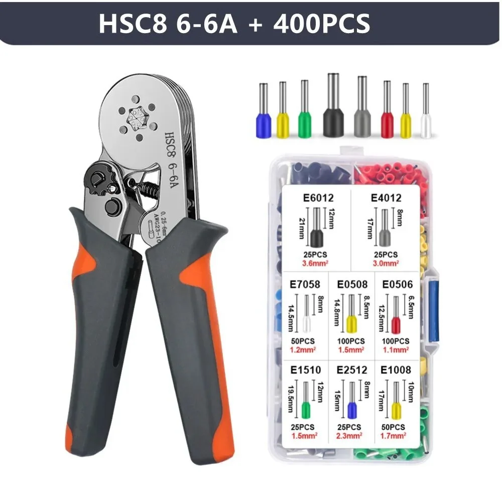 Terminal Crimping Tools Ferrule Sleeves Terminal Crimping Tools Mini Electrical Pliers HSC8 6-4/6-6(0.25-10mm&sup2;/0.25-6mm&sup2;) Wire Connection Repair Clamp
