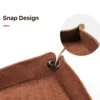 Creative Genuine Leather Valet Snap Tray Home Ofiice Desk Organizer Jewelry Pen Key Coin Desktop Storage Tray Folding Storage 4