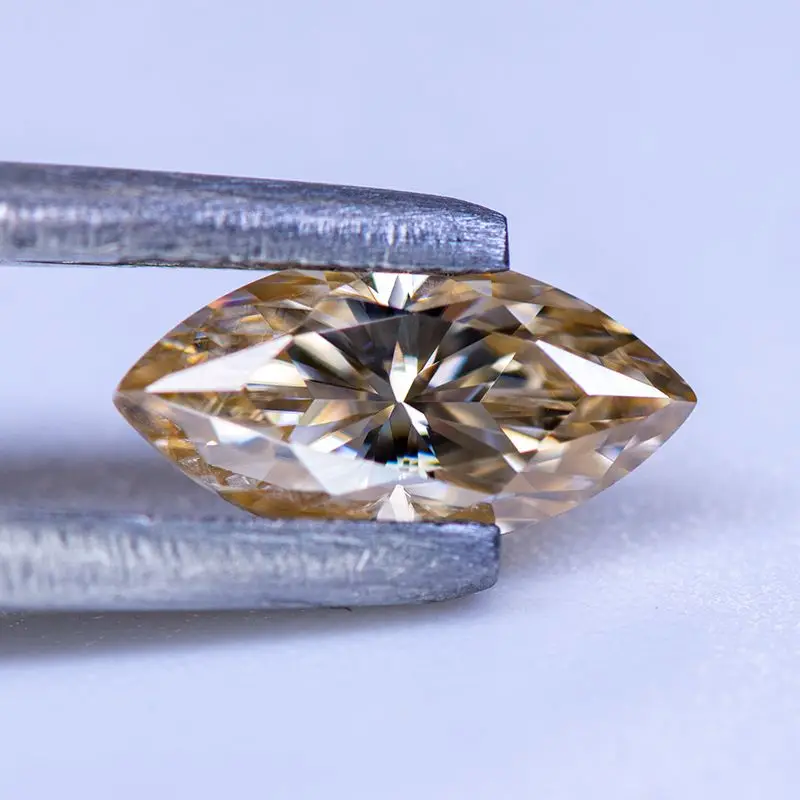 Moissanite Stone Tea Yellow Natural Color Marquise Cut Lab Grown Diamond For Jewelry Rings Earrings Making With GRA Certificate