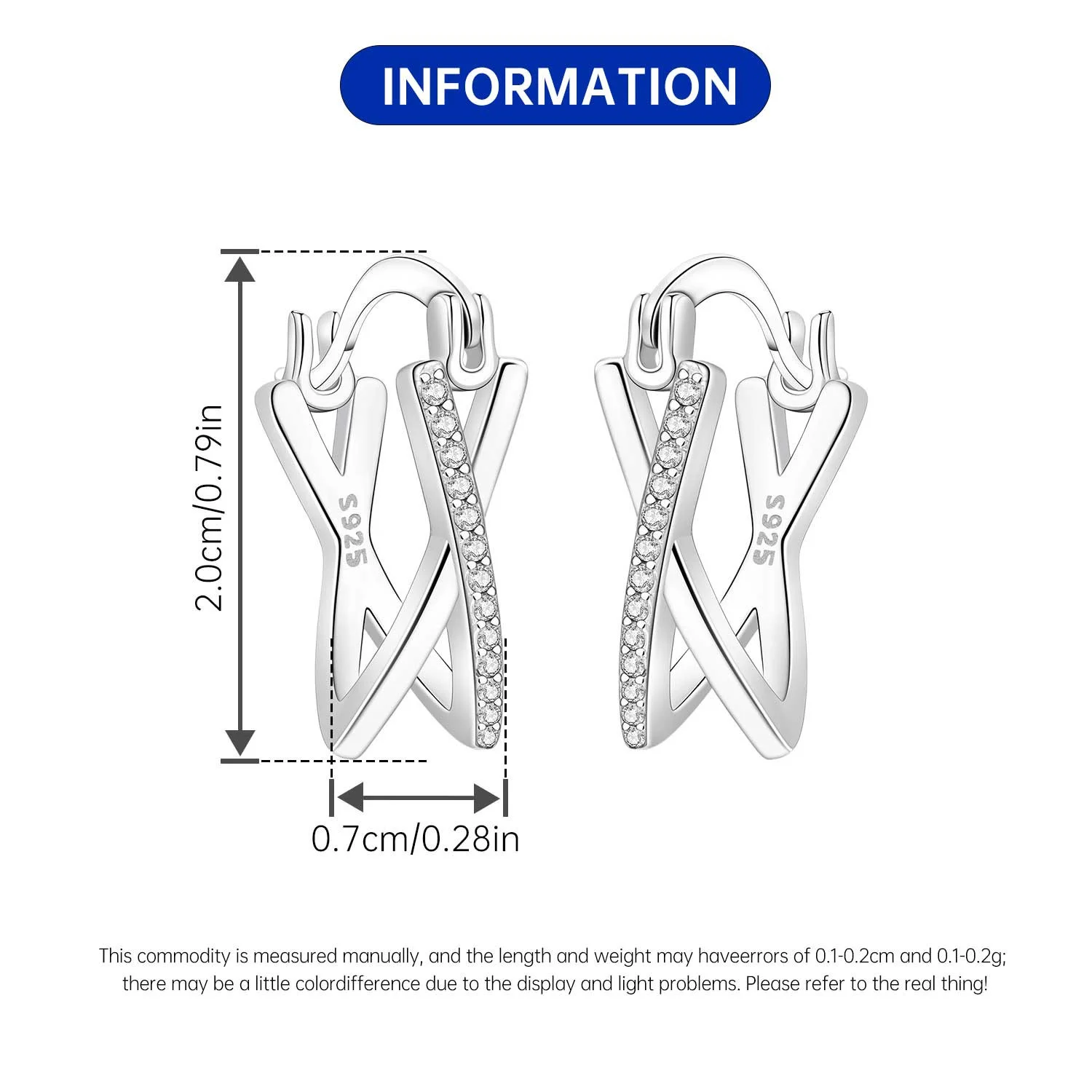 Orstarry S925 Sterling Silver Square Chain With Stone Inlaid Earrings Hoop Earrings For Women Jewelry Original Party Trendy Gift