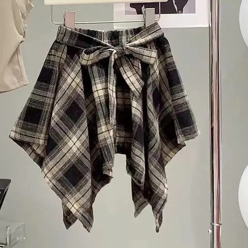 Summer Girls Clothing Set Solid Color Sleeveless T-shirt+Plaid Irregular Skirt 2Pcs Suit For 5-14 Years Teen Kids Fashion Outfit 6