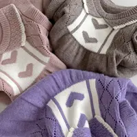 0-3Y Baby Girls Clothes Ruffle A Line Knit Dress Heart Print Toddler Knitwear Infant Girls Sweater Dress - Image 6