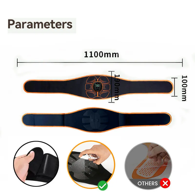 EMS Muscle Stimulator Belt Trainer Smart Abdominal Training Belts Electric Body Weight Loss Slimming Massage Device USB Recharge
