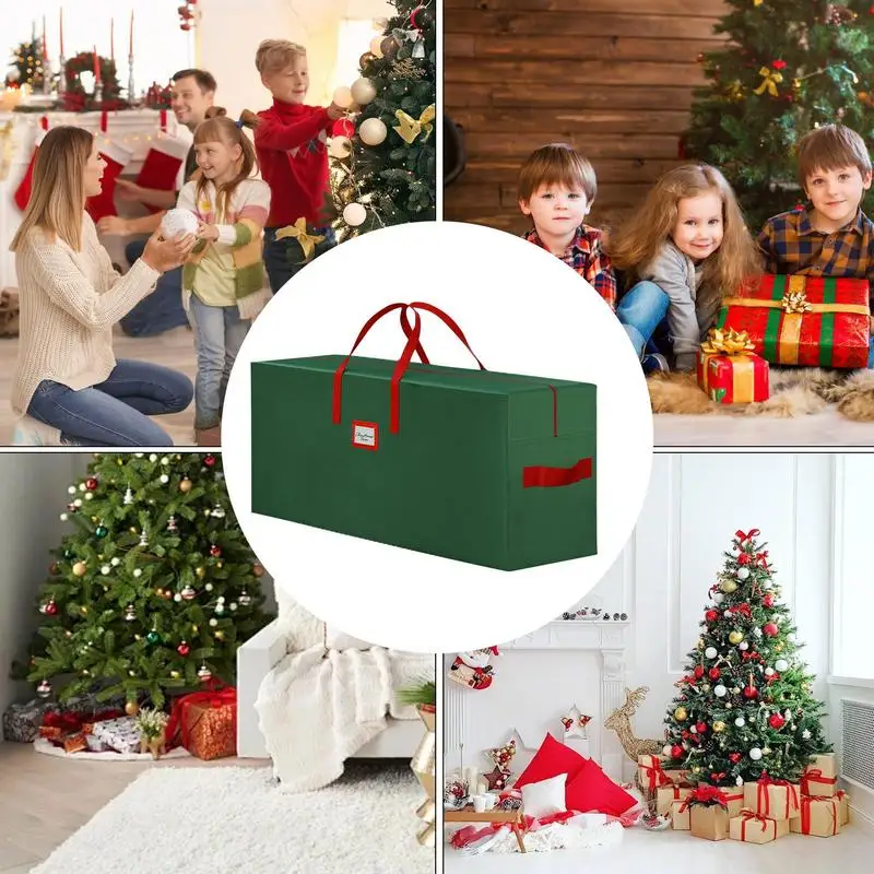 Christmas Tree Storage Bag Foldable Oxford Cloth Artificial Wreath Bag With Handle Anti-Moisture Christmas Garland Organizer