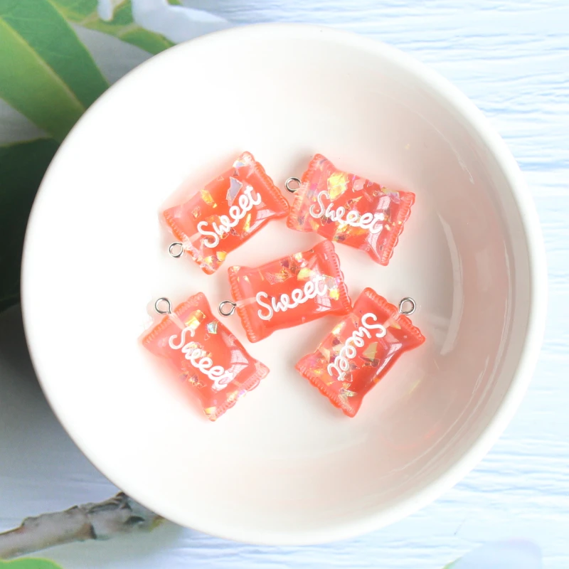 10pcs Mini Resin Candy Charms Cute Candy Pendants Flat Back