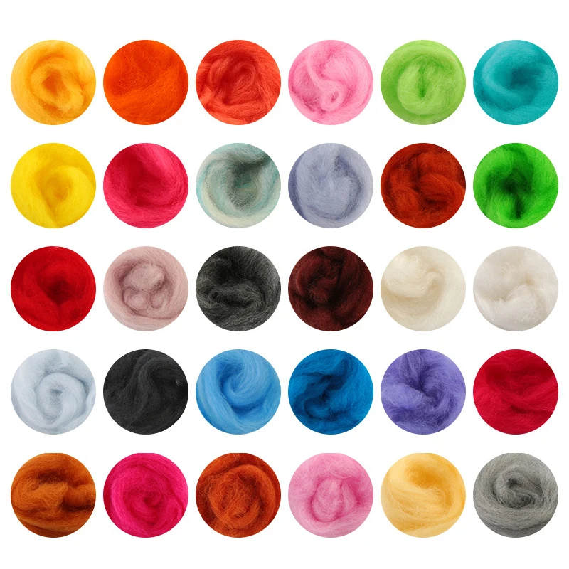Mixed Color Felting Wool Fiber Needle Felting Natural Collection Animal Projects Wool DIY Craft 1PC 200g