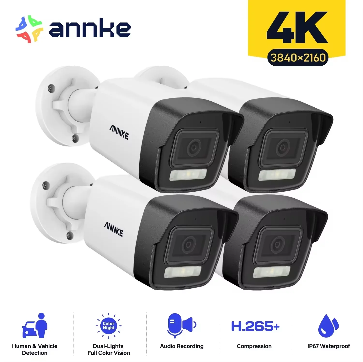 ANNKE 4X Ultra HD 8MP POE Camera 4K Outdoor Indoor Weatherproof