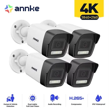 ANNKE 4X Ultra HD 8MP POE Camera 4K Outdoor Indoor Weatherproof Security Network Bullet EXIR Night Vision Email Alert Camera Kit 1