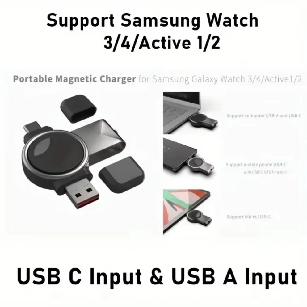 Watch Wireless Charger Portable Fast Charging Dock Station Adapter For Samsung Galaxy Watch 5 Pro 5/4/3 Active 2/1 Gear Sport/S3