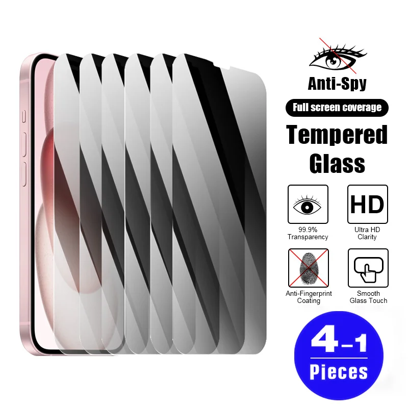 

4/3/2/1Pcs tempered glass for iphone Privacy Glass smartphone 15 Pro Max 14 Plus 13 Pro 12 Mini 11 XR XS X phone protective film
