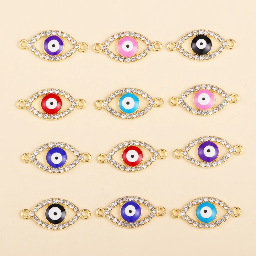 

10Pcs Zircon Turkish Lucky Evil Eye Connector DIY Jewelry Making Necklace Pendant Bracelet Accessories Metallic Materials Findin