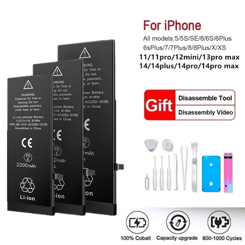 2023 Batteria Del Telefono Ad Alta Capacità Per Iphone 4 5 6 7 8 Plus X 11 12 Pro X Xr Xs Max Bateria Di Ricambio Per Batterie Iphone Se