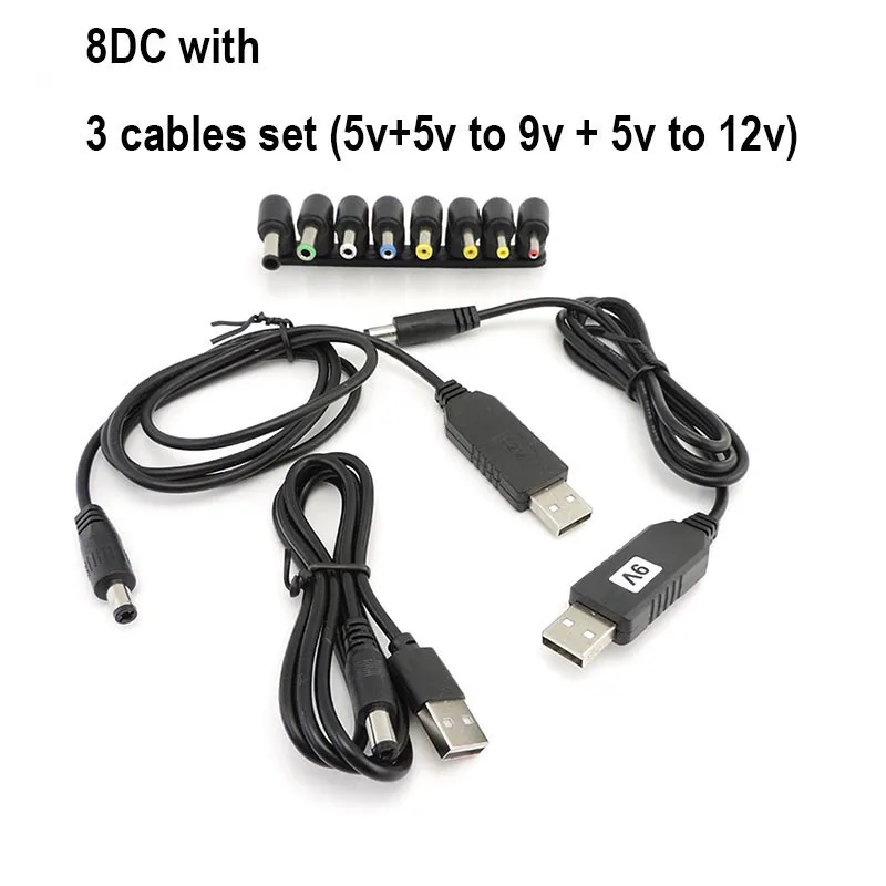 Hizsoaor Cable De Alimentación De Voltaje USB DC 5V A CC 9V - Cable USB A 9V Con Conector DC 0.217 X 0.083 In, Diseño De Punta Negativa (-), CC Máxima