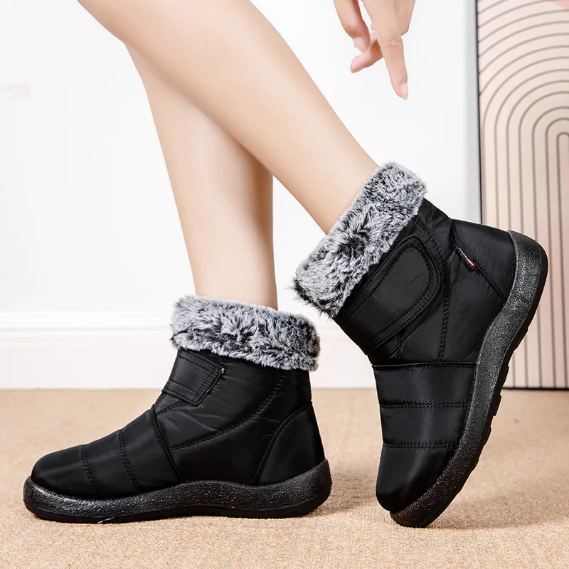 Womens Waterproof Boots Made Of Looped Rabbit Fur