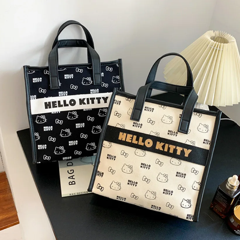 Sanrio hello kitty Handbag Girl Canvas Shoulder Bag cute cosmetic bag Travel Storage Bag Fashion Tote Bag Makeup Bag Wash Bag 4