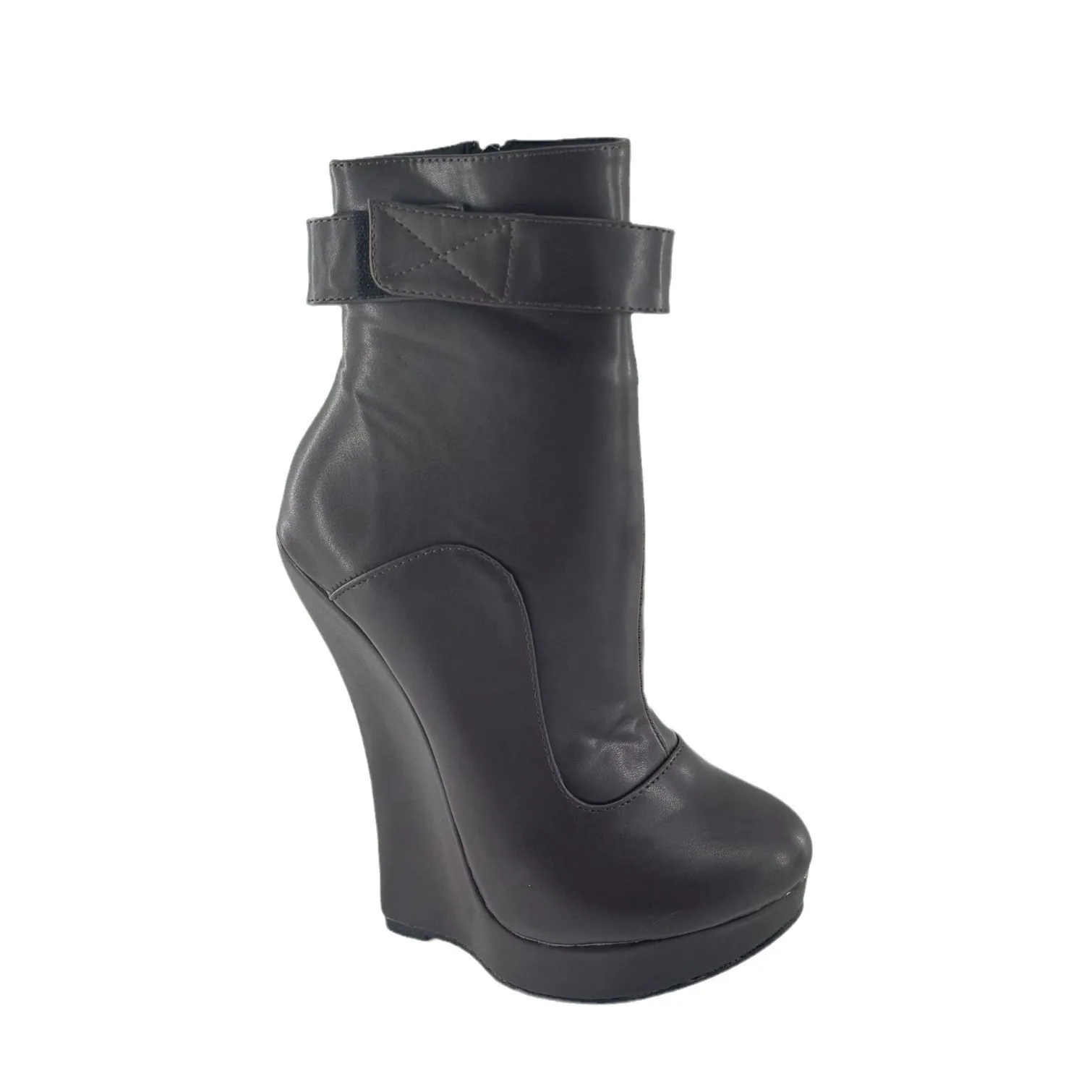 Super High Heel Slope Heel Lacquer Leather Lace up High Heel Short Boots Queen Nightclub Show Shoes Fun Men's and Wome Color: R