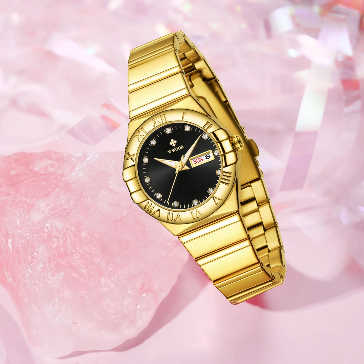 WWOOR Wristwatch For Women Elegant Quartz Stainless Steel Clock Luxury Band Ladies Watches Fashion Casual Business Reloj Mujer