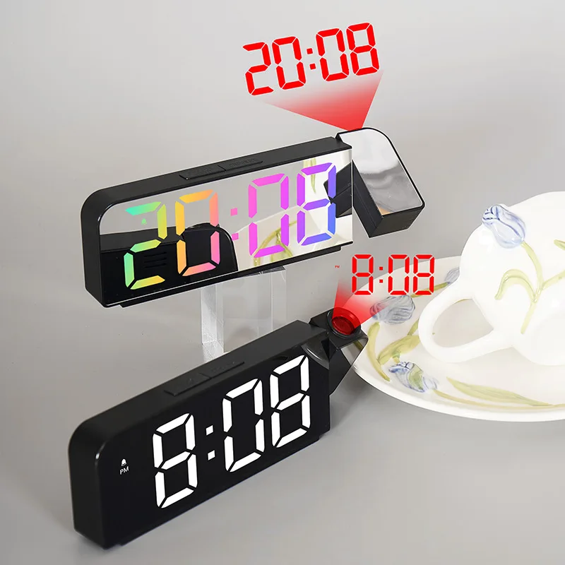 

Projection alarm clock LED electronic clock Mirror colored display
