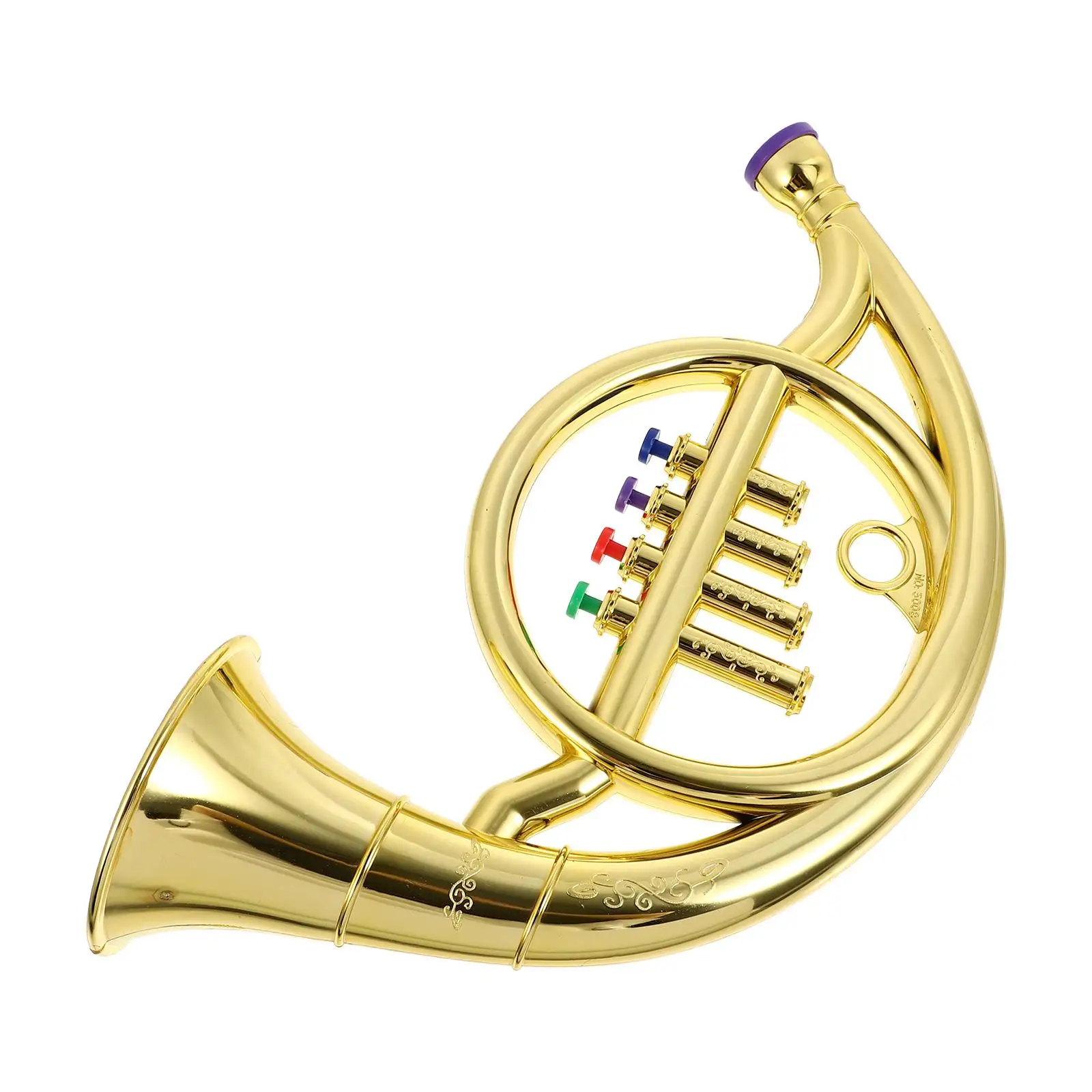 Trumpet Instrument Kids Sensory Toys Trumpet French Horn Tuba Toys Musical Wind Instruments Metallic Trumpet Horn 4 Colored Keys