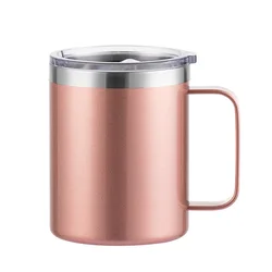 Insulated Stainless Steel Travel Mug with Handle and Leak - Proof Lid - 12oz - 360ml (Rose gold)