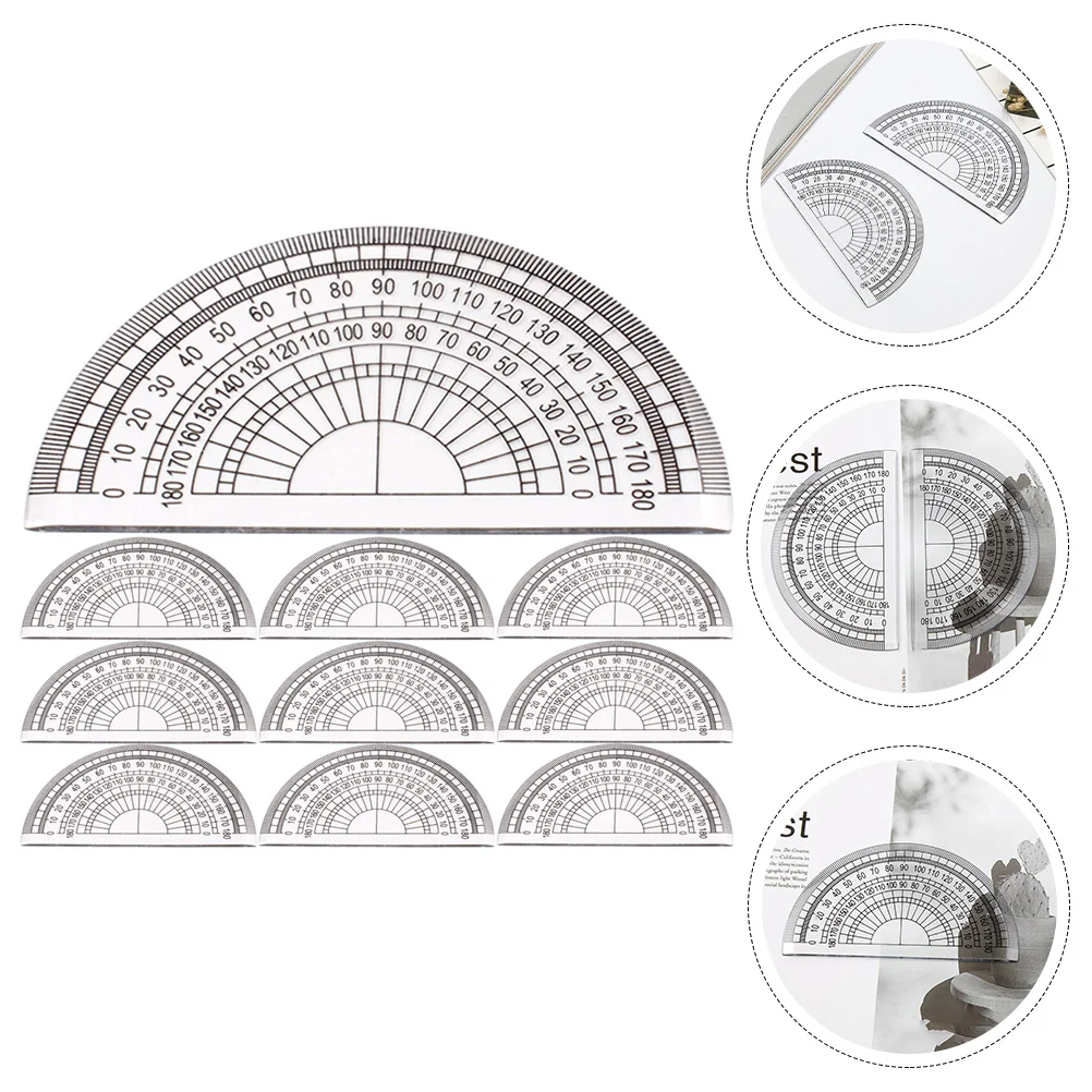 

10 Pcs Protractor Plastic Angle Measuring Tools Precision for Drafting Drawing 180 Degrees Math Geometry Student Stationery