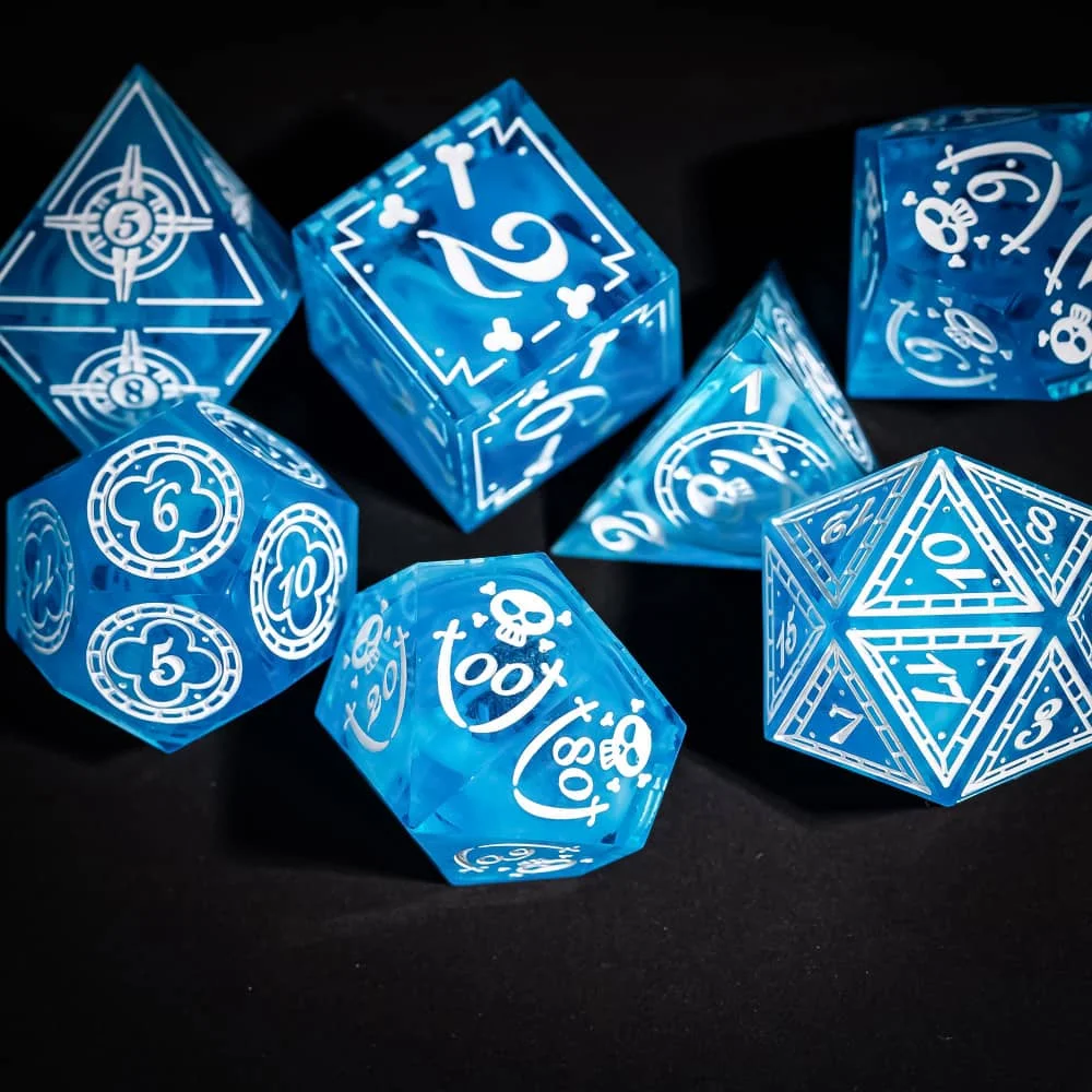 패턴이 있는 DND 주사위 날카로운 모서리 D4-D20 독특한 디자인 수제 다면체 주사위 세트 D&D 테이블탑 롤플레잉 게임 TRPG용