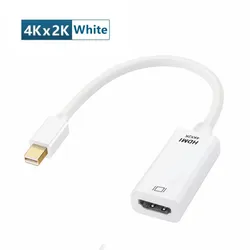 Ultra HD Mini DisplayPort to HDMI Adapter Cable - 4K/1080P Converter (4K White)