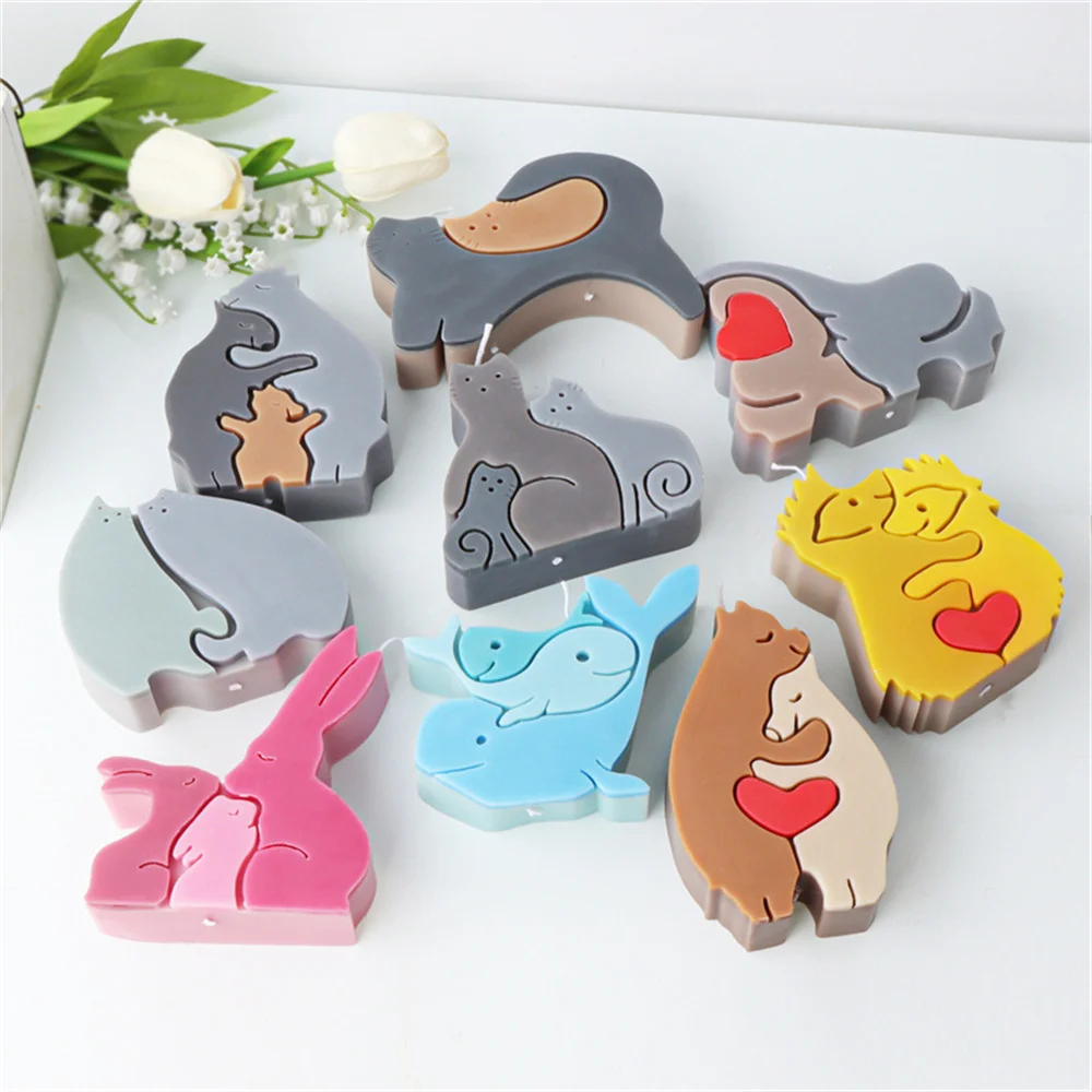 

Mother's Day Flat Animal Candle Mold DIY Chocolate Cake Handmade Soap Plaster Silicone Mould Home Decoration Ornaments 2023 New