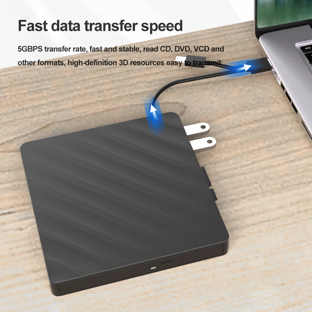 노트북 데스크탑 PC용 디스크 복사기 드라이브, USB 3.0 C 타입 휴대용 CD 드라이브, Win Mac OS TF/SD 카드 슬롯과 호환 가능, 6 in 1
