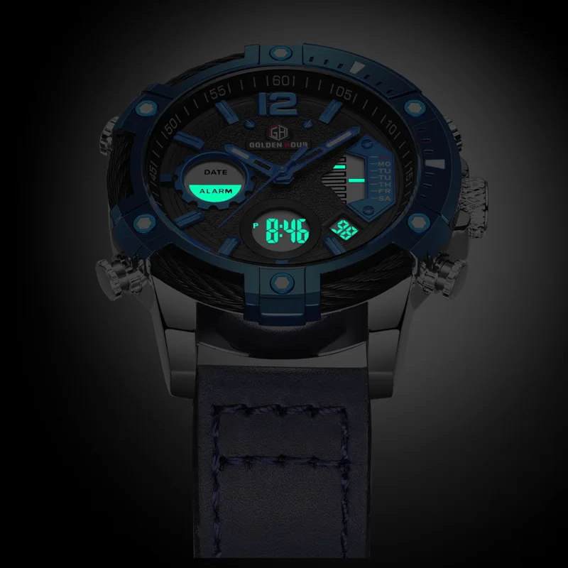 New Fashion Mens Watch Dual Display Military Sports Man Watch Digital LED Luminous Calendar Waterproof Quartz Watches For Men - 4