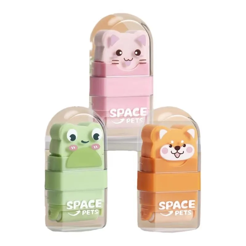 M&G Hot Sale Cute Animal Eraser Roller Eraser, Multi-coloured Rubber Stationery for Kids, Office and Students Pencil Eraser