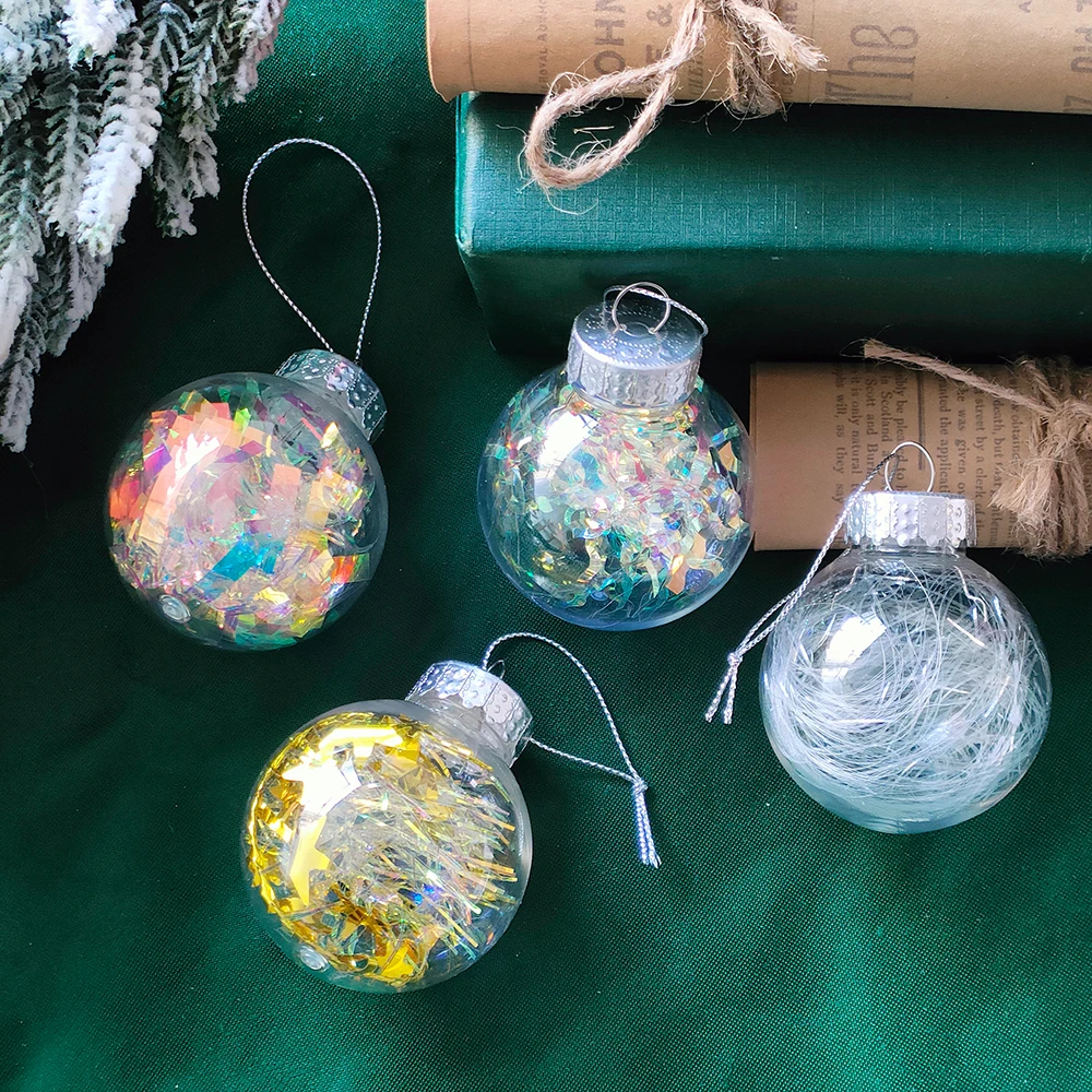Description Picture 5 of itemMix 12Pcs Transparent Crystal Christmas Balls With Pine Cone Xmas Tree Hanging Ball Ornaments Christmas Decoration New Year Gift