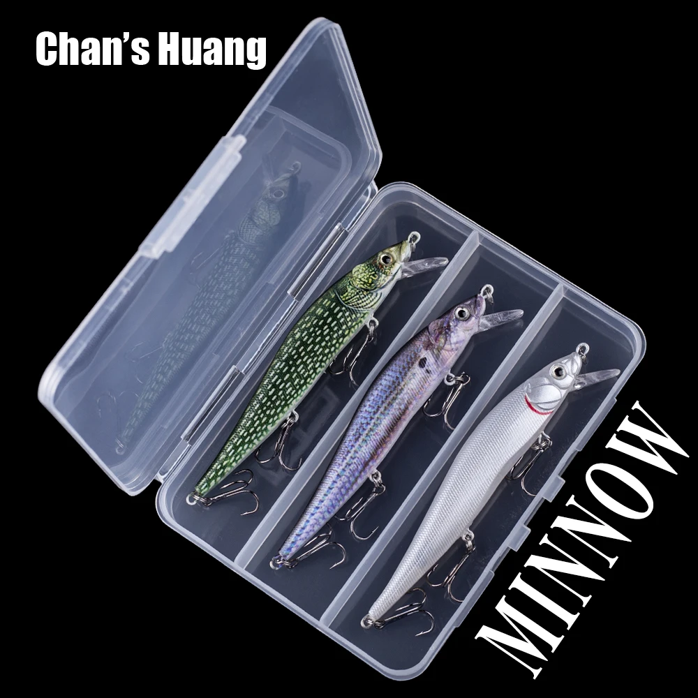 

Chan's Huang 3 шт./коробка, искусственная жесткая приманка для мелкого погружения, искусственная рыба, брикет окуня, воблеры, приманки, Плавающий Гольян, набор для рыбалки