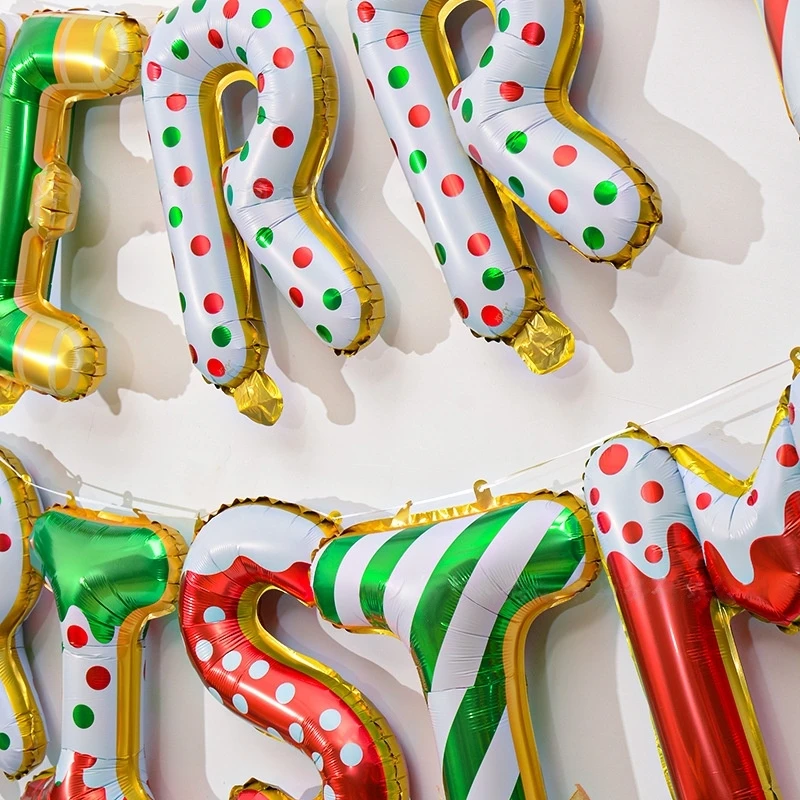 Merry Christmas Letter Balloon Banner Christmas Theme Aluminum Foil Balloon For Xmas Party Supplies Christmas Hanging Decor 2025