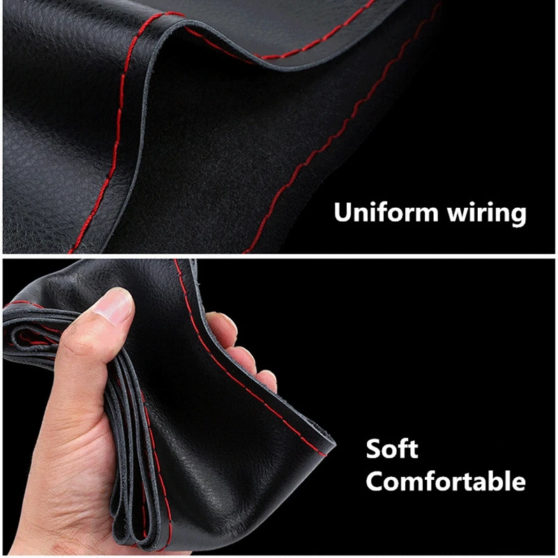Steering Wheel Cover GNUPME Hand-Stitched 36-40cm DIY Leather Braid With Needles Thread Car-Styling