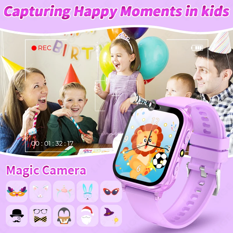 LIGE Kid Digital Smart Watch Student Children LED Flashlight Audio Stories Video Camera Puzzle Game Smartwatch Boys Girls Clock