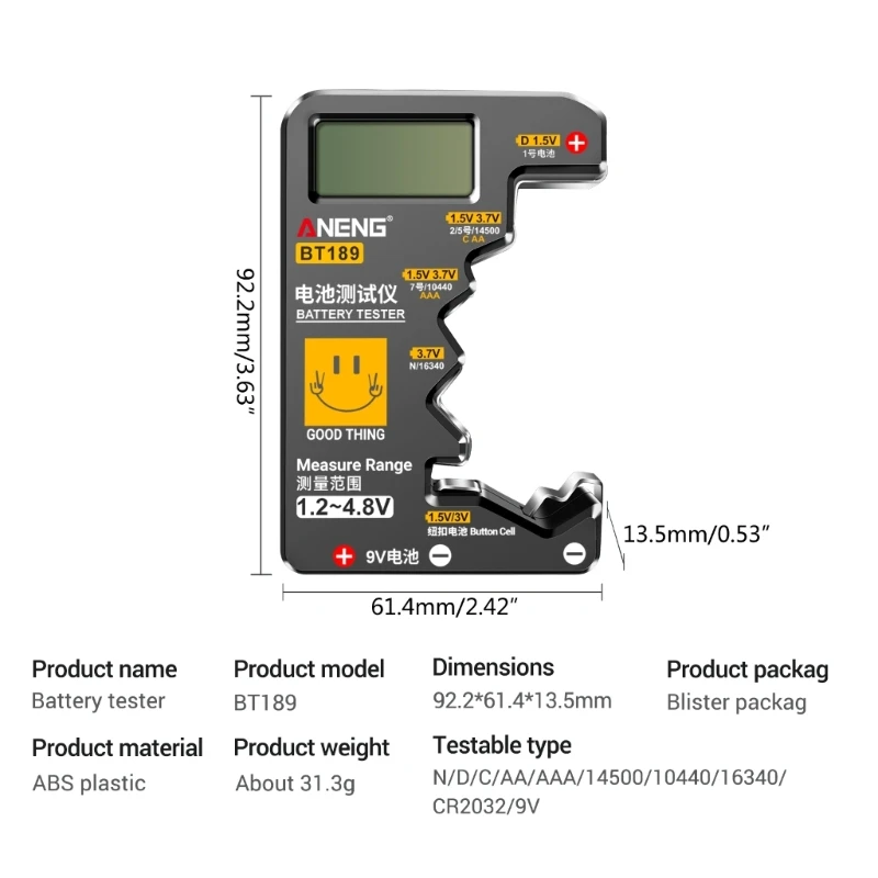 Battery Tester LCD-Digital for AA AAA C-D 9V Batteries Button Cells Dropship battery tester,lithium battery tester