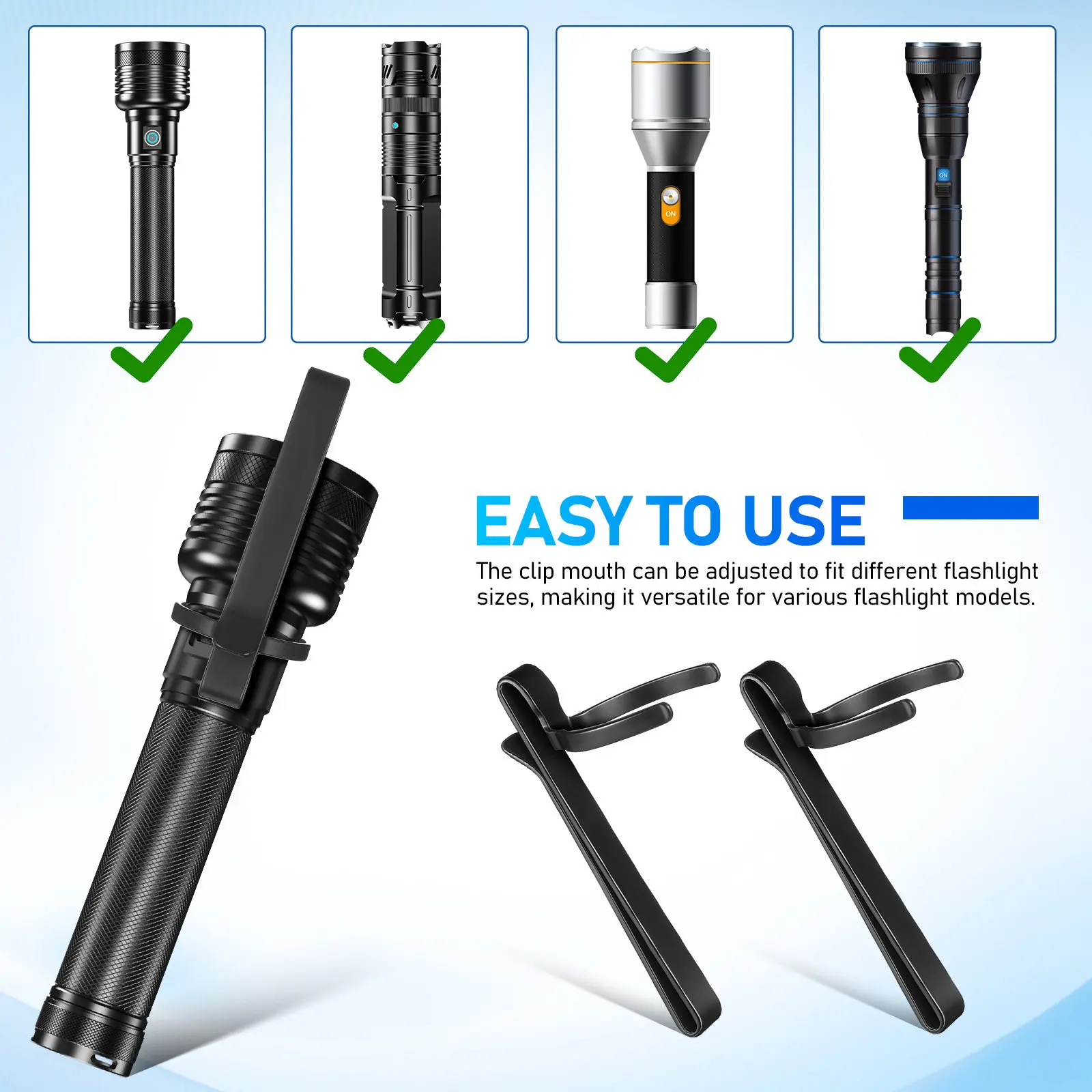3Pcs 손전등 클립 금속 펜 포켓 홀더 교체 용품 작업 하이킹 캠핑 목수 배낭 분리형 클립 라이트